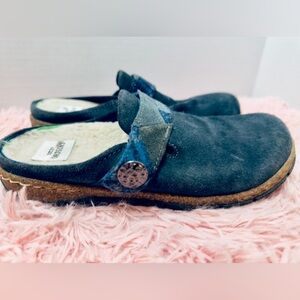 EARTH ORIGINS Women’s ELOISE Warm Lined Suede Clogs Arch Support Blue Slip On 7M